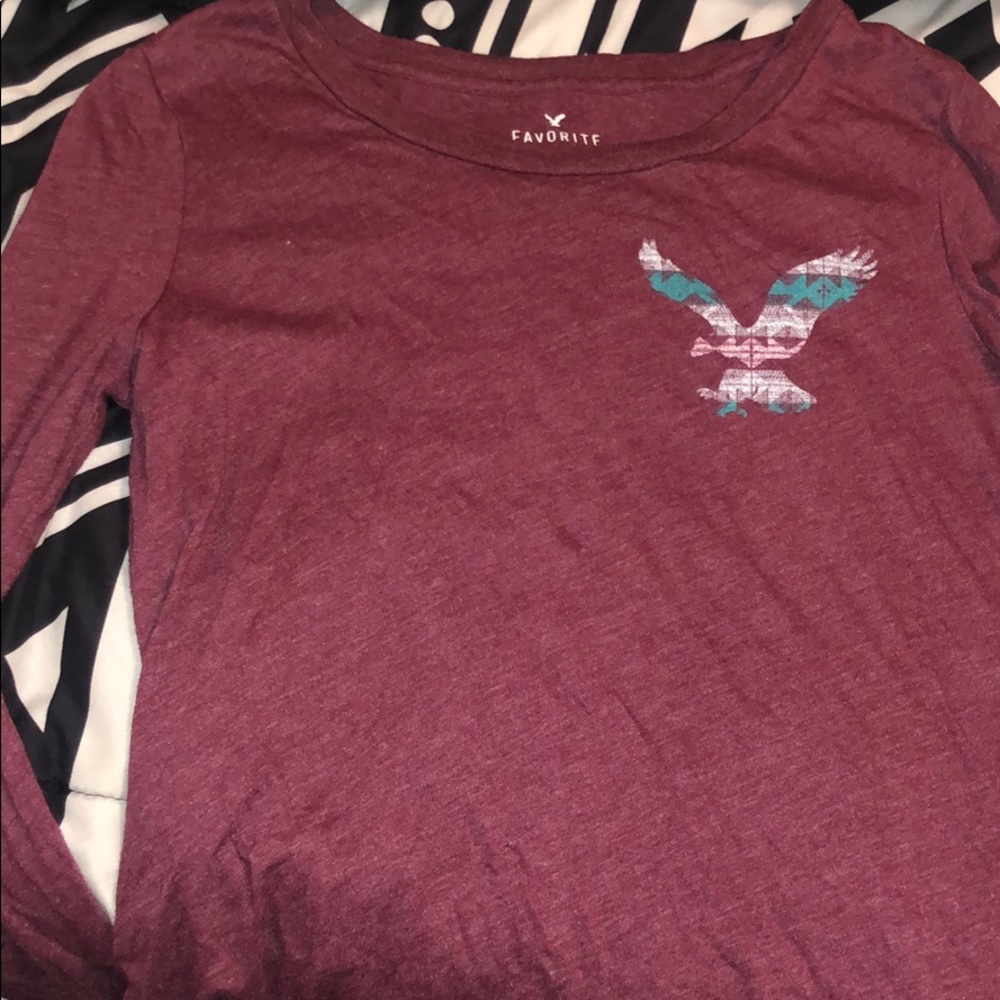 Maroon long sleeve american eagle shirt